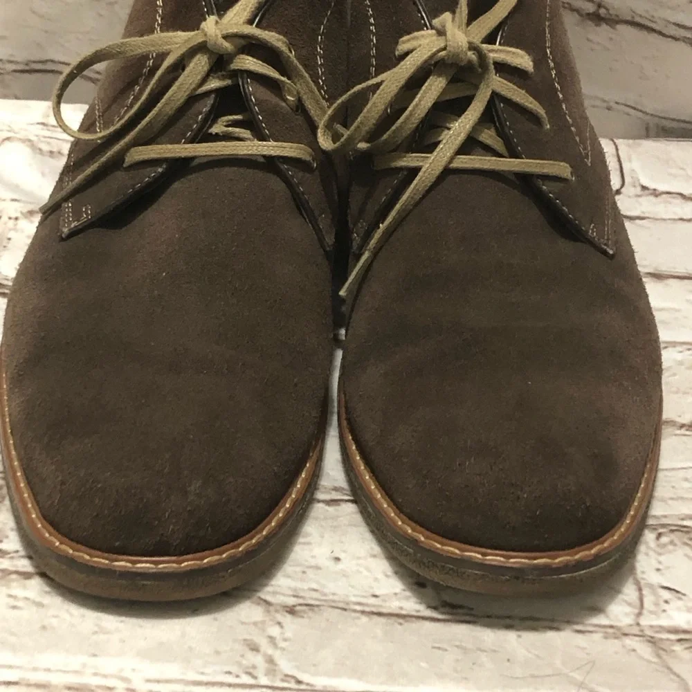 Johnston & Murphy J. Murphy Brown Suede Chukka Boots with Stitch Academia sz 12M - Picture 5 of 13